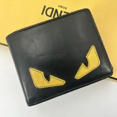 良品✨フェンディ 折り財布 モンスター バグズアイ レザー イエロー