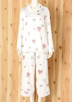 ジェラートピケ サテン パジャマ上下 犬柄 ピンク