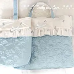 現品限り！刺繍リボン♡レッスンバック&シューズケース　絵本袋　上履き入れ　幼稚園