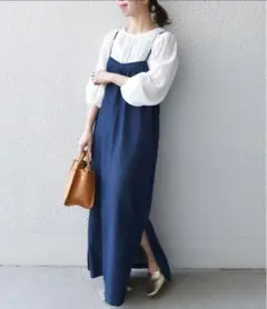 シップスエニィ【美品】デニム　ロング キャミ ワンピース