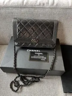美品　レア　CHANEL チェーンウォレット　ブラック ショルダーバッグ　ボーイ