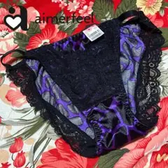 ★aimerfeel★アニマルサテンショーツ★レース付きパンツ下着★パープルM★