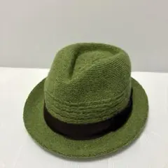 quenere カーネル 緑色ウール中折れハット