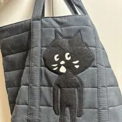 【ネ・ネット】【トート】黒猫刺繍 キルティング トートバッグのサムネイル