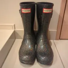 HUNTER レインブーツ グリッター ブラック UK5