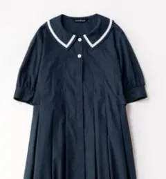JaneMarple コットンタイプライター マリンカラードレス