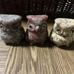 石材　フクロウ７点　イルカ２点　置物