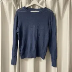 ネイビー 長袖　サマー　ニット　無印良品