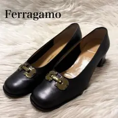 美品】Ferragamo フェラガモ ガンチーニ パンプス ブラック 23cm
