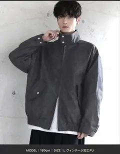ダークグレー PUレザー ジャケット Lサイズ