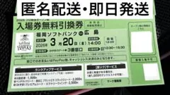 3/20 オープン戦 福岡 ソフトバンクホークス 1名 チケット