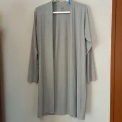 ユニクロ　グレー ロングカーディガン 長袖 サイドスリット