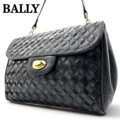BALLY バリー ヴィンテージ ショルダーバック レザー 編み込み ブラック