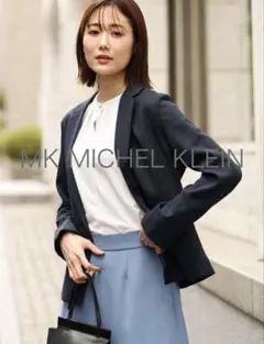 MK MICHEL KLEINテーラードジャケット ネイビー洗える　夏　定価2万のサムネイル