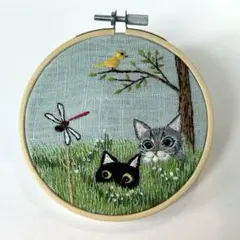 ゼ*ロ様 ハンドメイド刺繍フレーム 七夕と天の川と猫 - メルカリ