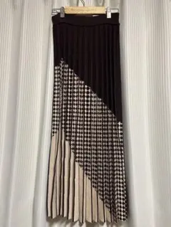 即購入OK♡ ハウンドトゥース柄 プリーツスカート ニット