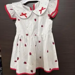 いちご柄 ワンピース ベビー服　12-18M 70〜80