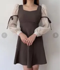 【TITTY&CO.】リボンスリーブフレアミニワンピースのサムネイル