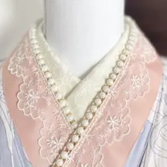 成人式振袖　パール重ね襟レース半衿フリル伊達襟卒業式袴　浴衣着物　帯飾り　七五三