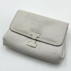 極美品　IACUCCI アバウォレット　折り財布　型押し　オールレザー　ホワイト