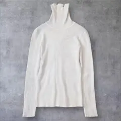 ベースメントオンライン 長袖リブニット タートルネック アイボリー シンプル