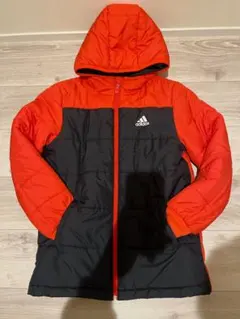 adidas フード付き中綿コート 赤/黒 レッド/ブラック 150cm 洗済