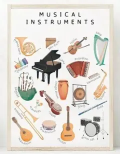 【ファブリックポスター】楽器コレクション　ウォールアート　布ポスター　音楽