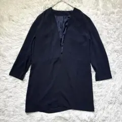 【ルイズ】ノーカラーロングジャケット ボレロ ネイビー 9 ポリエステル 春秋