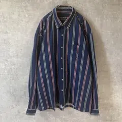 90s ノーティカ マルチストライプシャツ ビッグサイズ ゆるダボ　Lサイズ