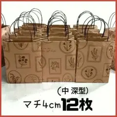 ミニ紙袋 12枚 （中）クラフト ボタニカル ハンドメイド 手提げ ラッピング