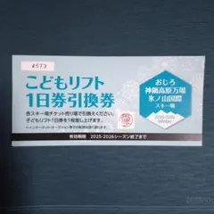 【専用出品】こどもリフト1日券 引換券　１枚
