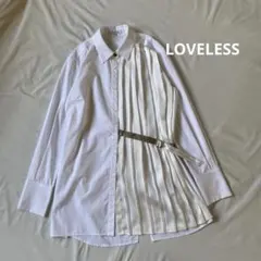 LOVELESS ラブレス アシンメトリー ハーフプリーツ シャツ 白のサムネイル