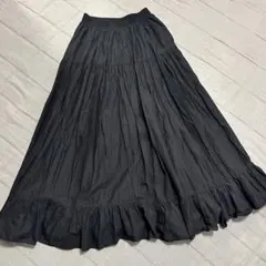 Ray BEAMS ティアード マキシスカート ブラック ロングスカート