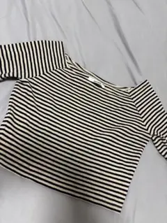 snidel ボーダー柄 五分袖 スクエアネック