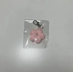 ハンドメイド プレゼント フラワー キーホルダー ストラップ 花 編み物 パール