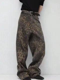 ヒョウ柄　ワイドデニム　古着　レオパード　リアルツリー