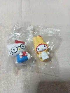 サンリオ　ハローキティ マイメロディ フィギュアセット　めがねっこ、天麩羅