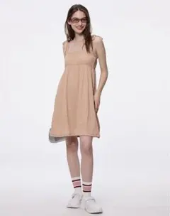 テクスチャーキャミソールミニワンピース