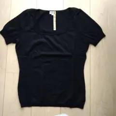 フォクシー　ブラック スクエアネック 半袖ニット（薄手）