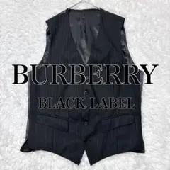 バーバリーブラックレーベル ベスト ジシャドーストライプ 裏地総柄 黒 40 L