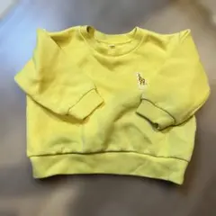 イエロー キリン刺繍 トレーナー 90サイズ