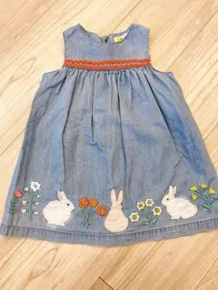 BabyBoden うさぎ刺繍 デニムワンピース 86cmのサムネイル