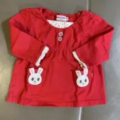 専用　MIKI HOUSE 赤いウサギポケットロングTシャツ 70