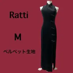Ratti☆チャイナドレス　ベルベット生地　ブラック　M