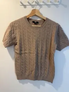 UNIQLO ケーブルニット 半袖 ベージュ M