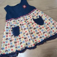 ヒステリックミニ　ガーゼ　ワンピース　デニム　110 総柄