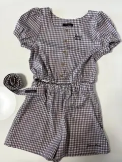 【JENNI love】チェック柄パフスリーブセットアップ140cm