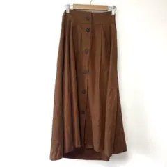 LOUNIEブラウン フレアスカート 前面ボタン付き　40