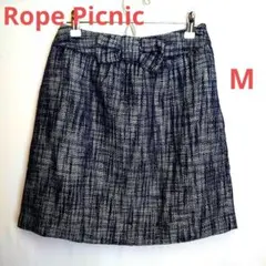 ロペピクニック ネイビー ツイードスカート 麻混 Rope Picnic M