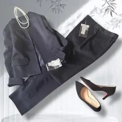 【新品タグ付】ホワイトジョーラ パンツセットアップ 洗える ストレッチ 紺 LL